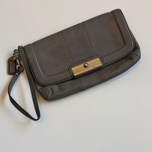 Coach Gray Leather Wristlet Clutch